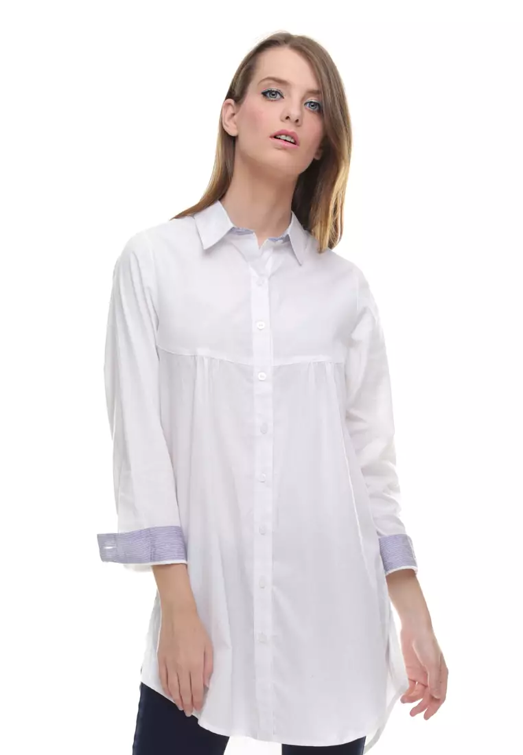 LGS - Regular Fit - Kemeja Wanita - Dress - Polos - Putih