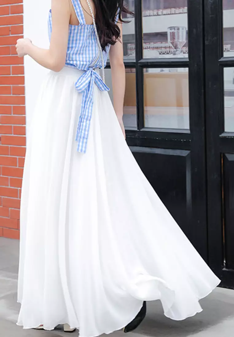 Double layer clearance chiffon maxi skirt