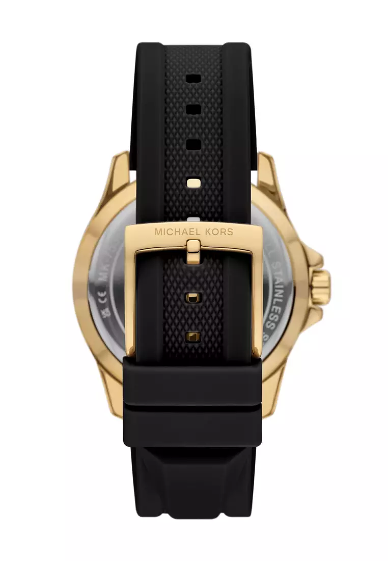 Michael Kors Women's Everest Analog Watch ( MK7537 ) - Quartz, Gold Case, Round Dial, 18 MM Black Silicone Band