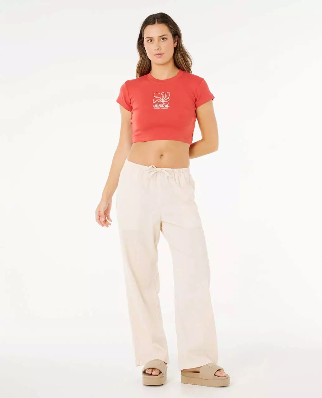 Rip Curl Women Pacific Coast Baby Tee - Deep Red