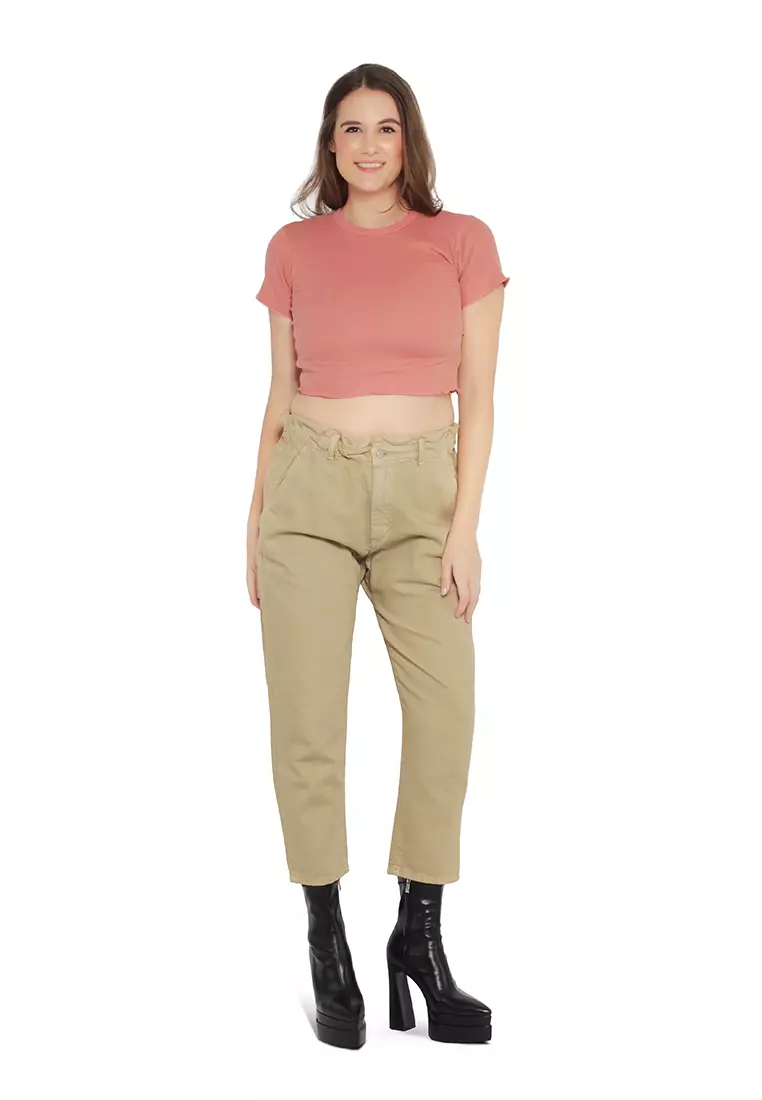 Buy London Rag Khaki Paper bag Waist Pants 2025 Online ZALORA