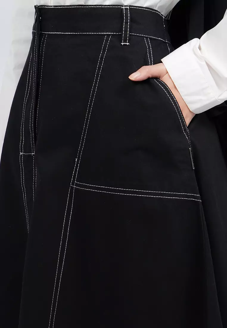A-LINE SKIRT WITH CONTRAST STITCHING 25A019