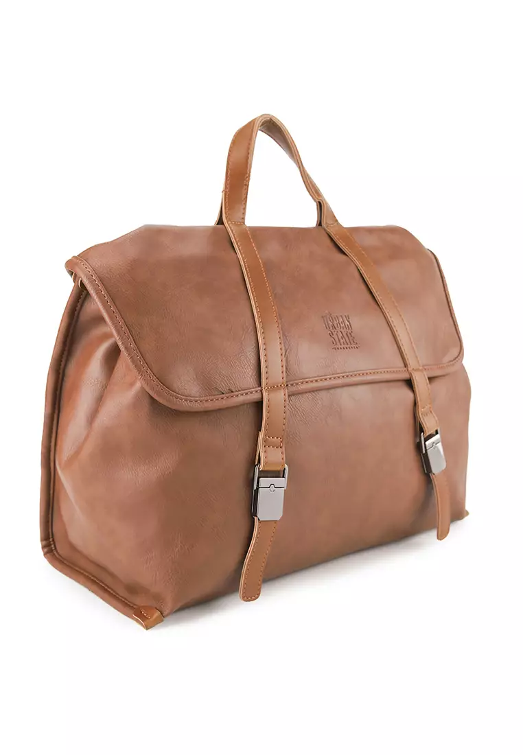 Distressed Leather Atlas Convertible Messenger Backpack