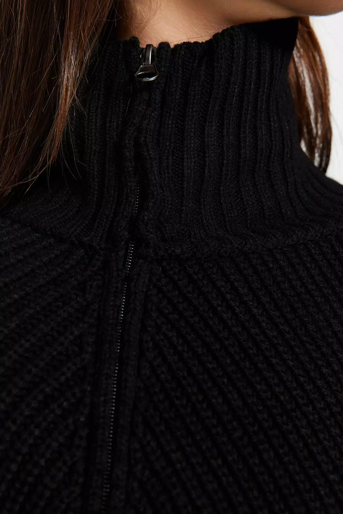 High Neck Raglan Sleeves Zip Sweater