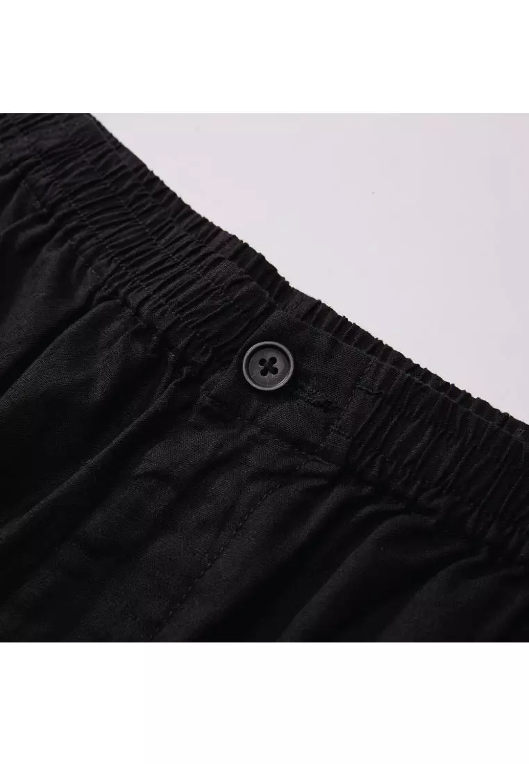 Korea Collection Men's Linen Cotton Elastic Waist Shorts 01106597