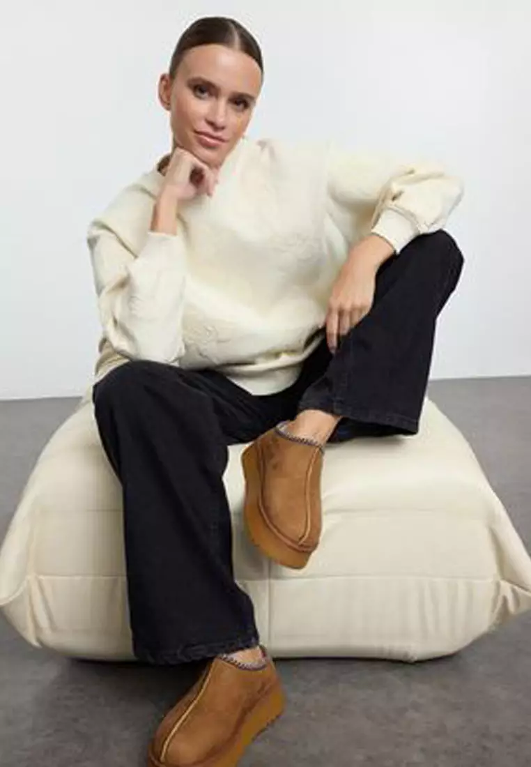 Tan Sheepskin Thick Sole Boots