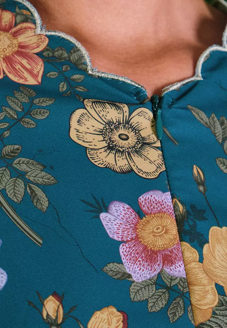 PREMIUM Sukacita Blouse & Skirt - Teal Floral