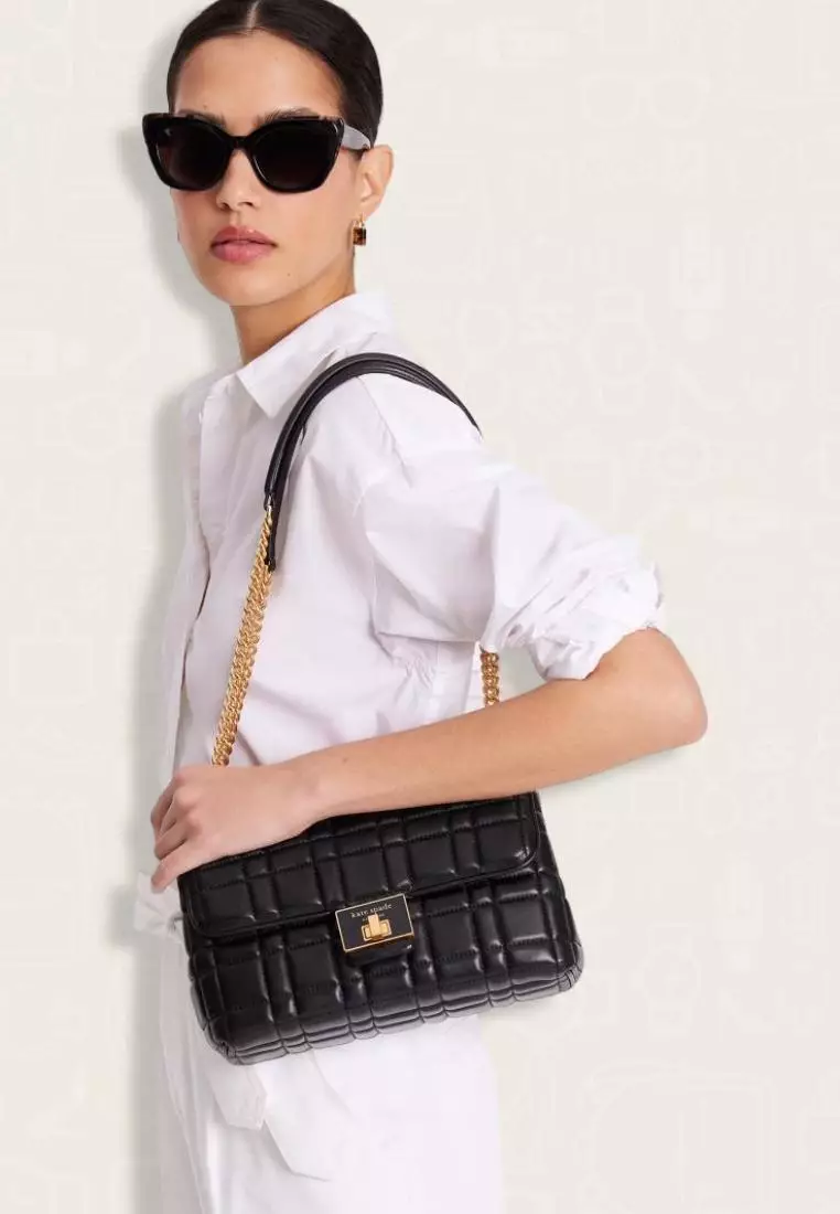 Kate Spade Evelyn Quilted Medium Convertible Shoulder Bag Black
