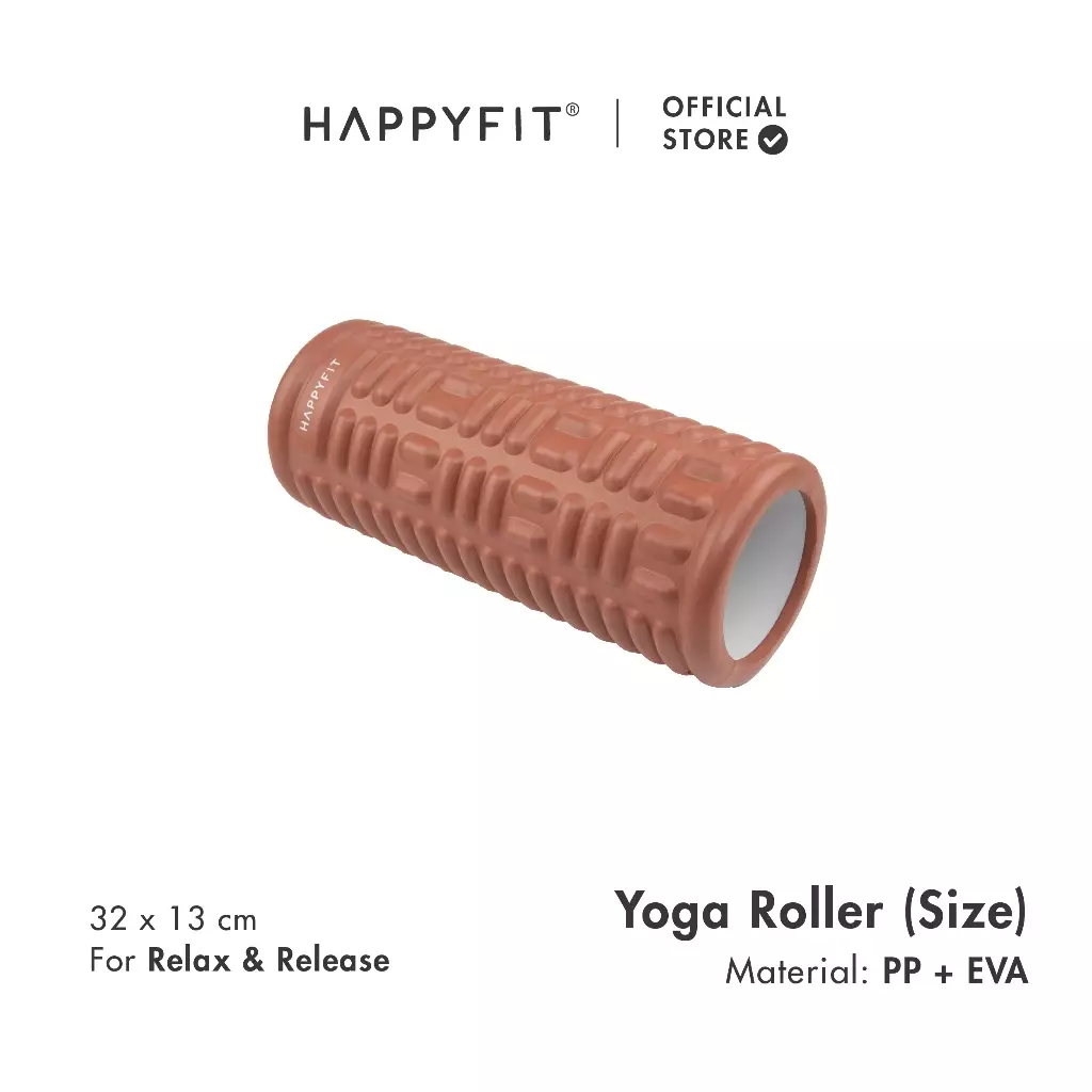 HAPPYFIT - Freedom Fit Bundle 5 | Yoga Roller Terracotta + Resistance Hip Band Terracotta + Yoga Block - Beige