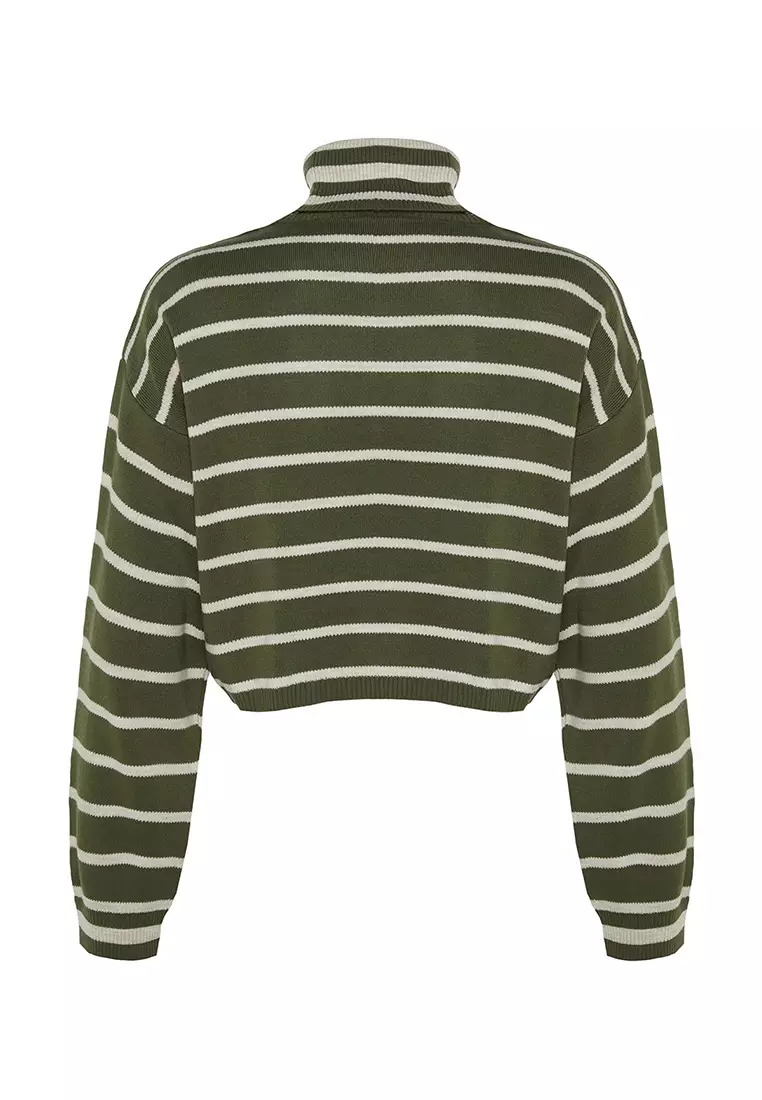 Crop Striped Knitwear Sweater