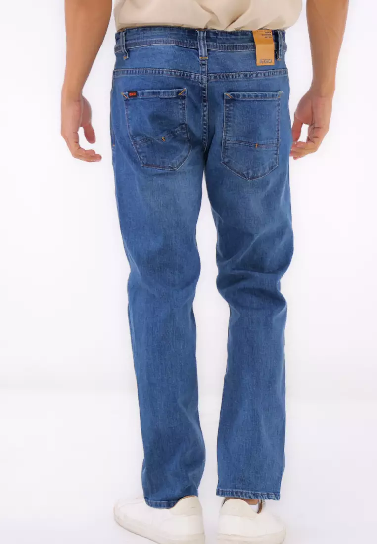 Denim Long Pants Slim Tapered Fit Stretch