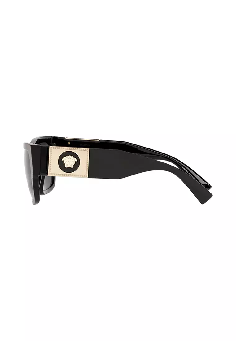 Men's Rectangle Frame Black Acetate Sunglasses - VE4406