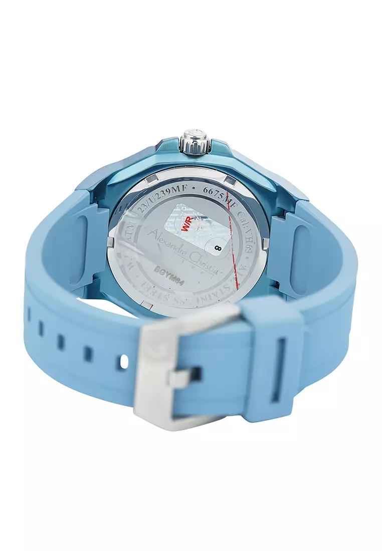 Alexandre Christie Jam Tangan Analog Wanita Blue Silicone Strap - 6675 MFRTRBU