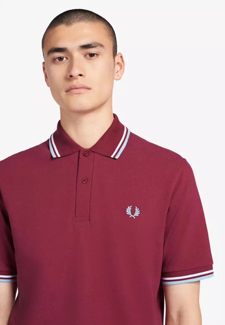 Fred Perry M12 Twin Tipped Fred Perry Shirt (Maroon Red)