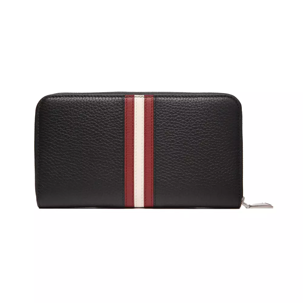 Ribbon Zip Around Wallet Black Red White