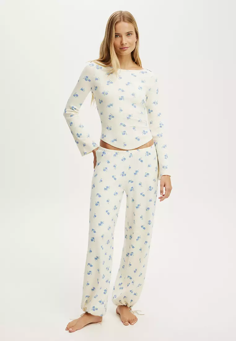 Dreamy Soft Pointelle Boat Neck Long Sleeves Top