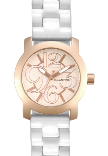 EGLANTINE gold EGLANTINE® Sara Pink Gold Plated Steel quartz Watch on White Ceramic bracelet 0C65DACE4522D6GS_1