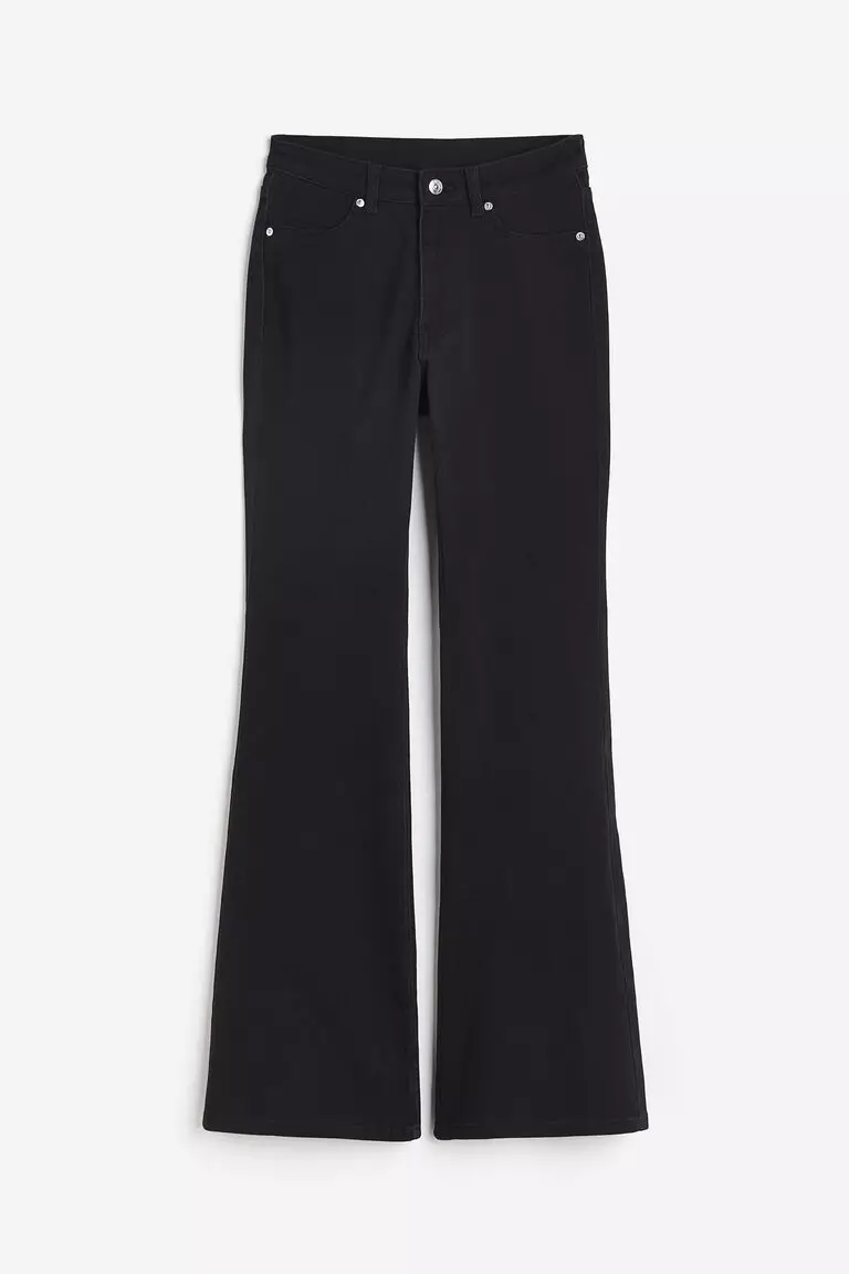 Flared twill trousers