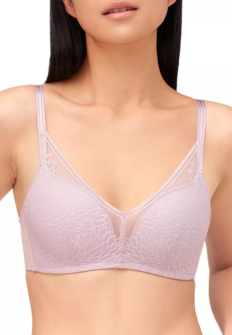Buy Lilia Padded Non-Wired 3/4Th Cup Lace Fashion Bra-Pink Online