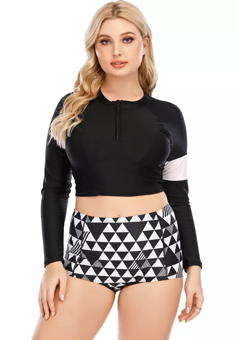 Its Me 2PCS Plus Size Surf Long Sleeve Split Swimsuit 2024 Buy