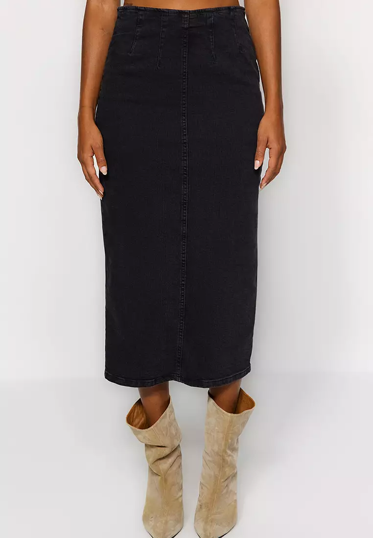 Denim midi discount skirts online