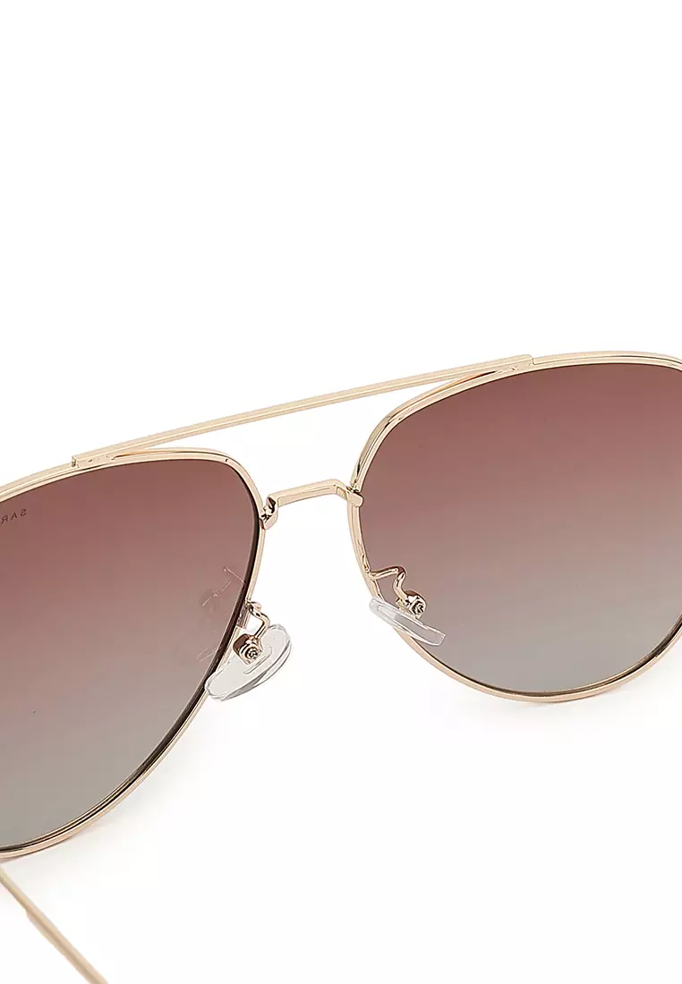 Unisex Polarized Aviator Sunglasses - Glossy Gold