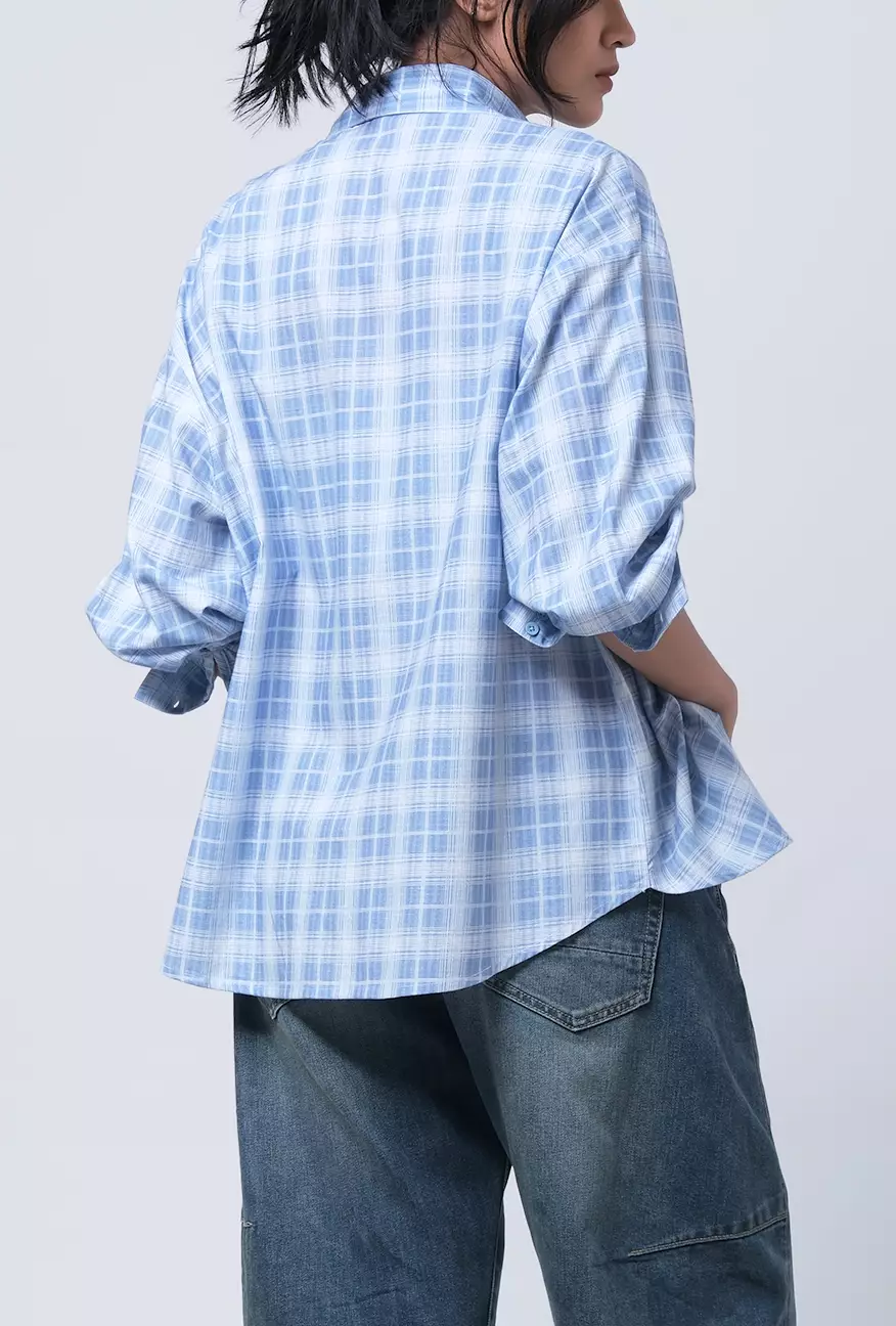 Kemeja Wanita Thinesa Blue White