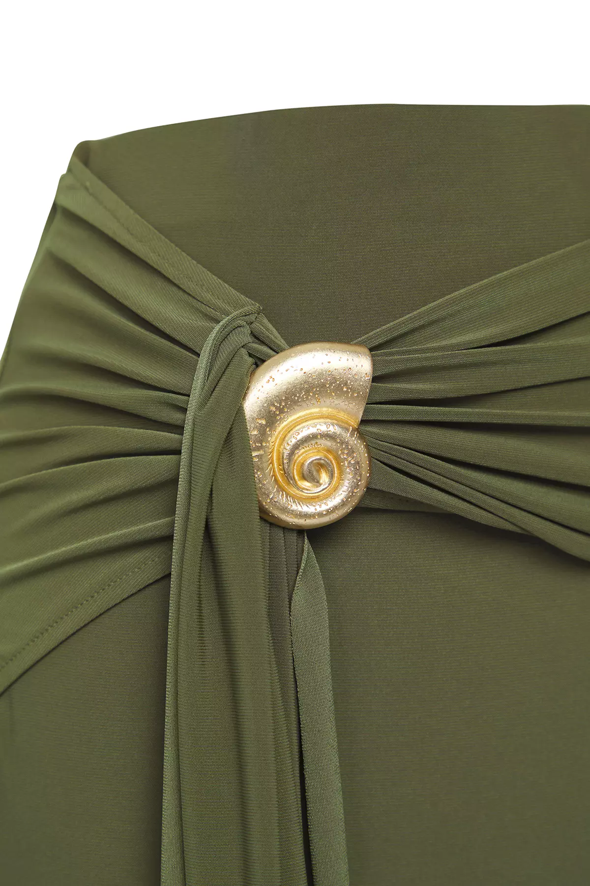 Limited Edition Khaki Fitted Accessory Detailed Knitted Long Skirt  TPRSS25ET00004