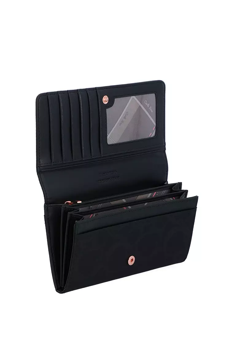 Black Carlo GEO Nylon 2-Fold Long Wallet