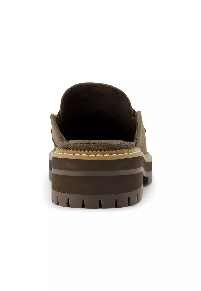 Women Cara Leather Loafer - Canteen Green Mule