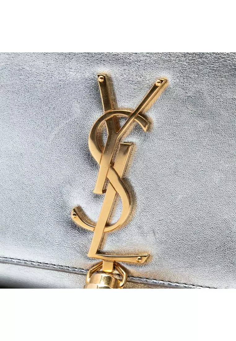 Pre-Loved Saint Laurent Small Metallic Calfskin Monogram Kate Tassel Crossbody