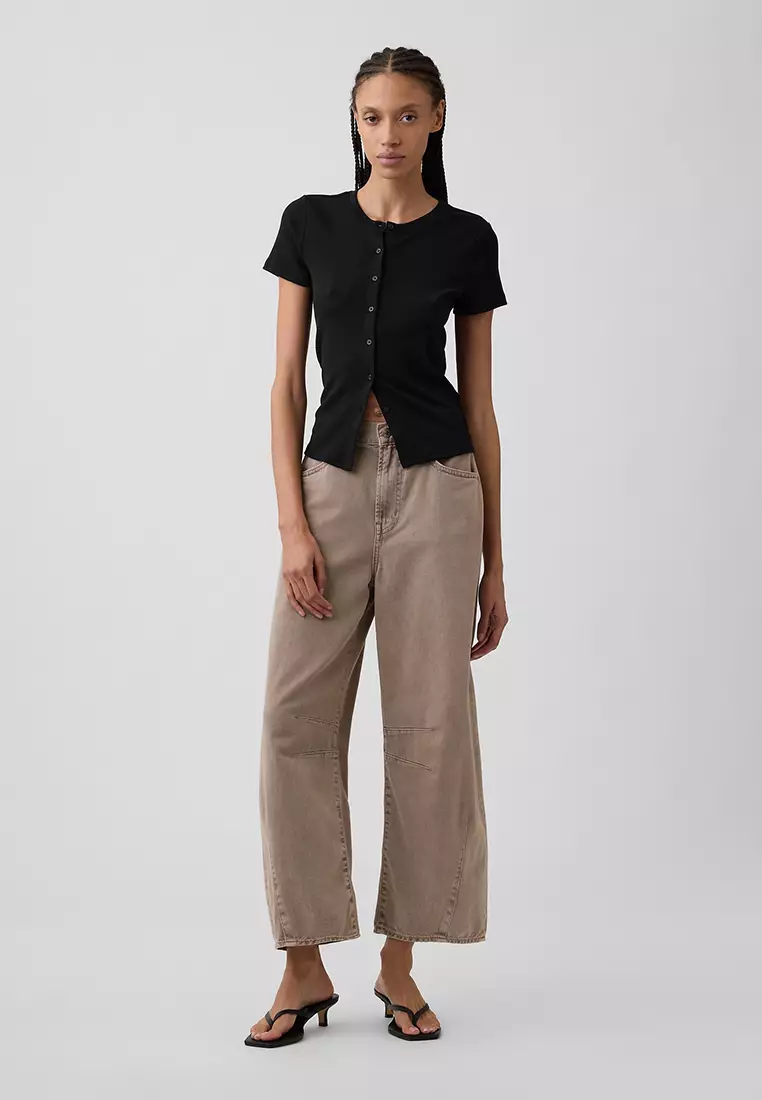 Short Sleeves Ribbed Cardigan