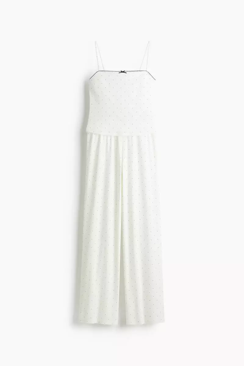 Picot-trimmed ribbed pyjamas