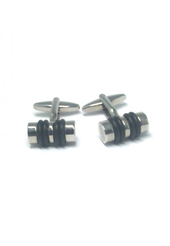 Splice Cufflinks silver Black and Silver Cylinder Cufflinks SP744AC63DTGSG_1