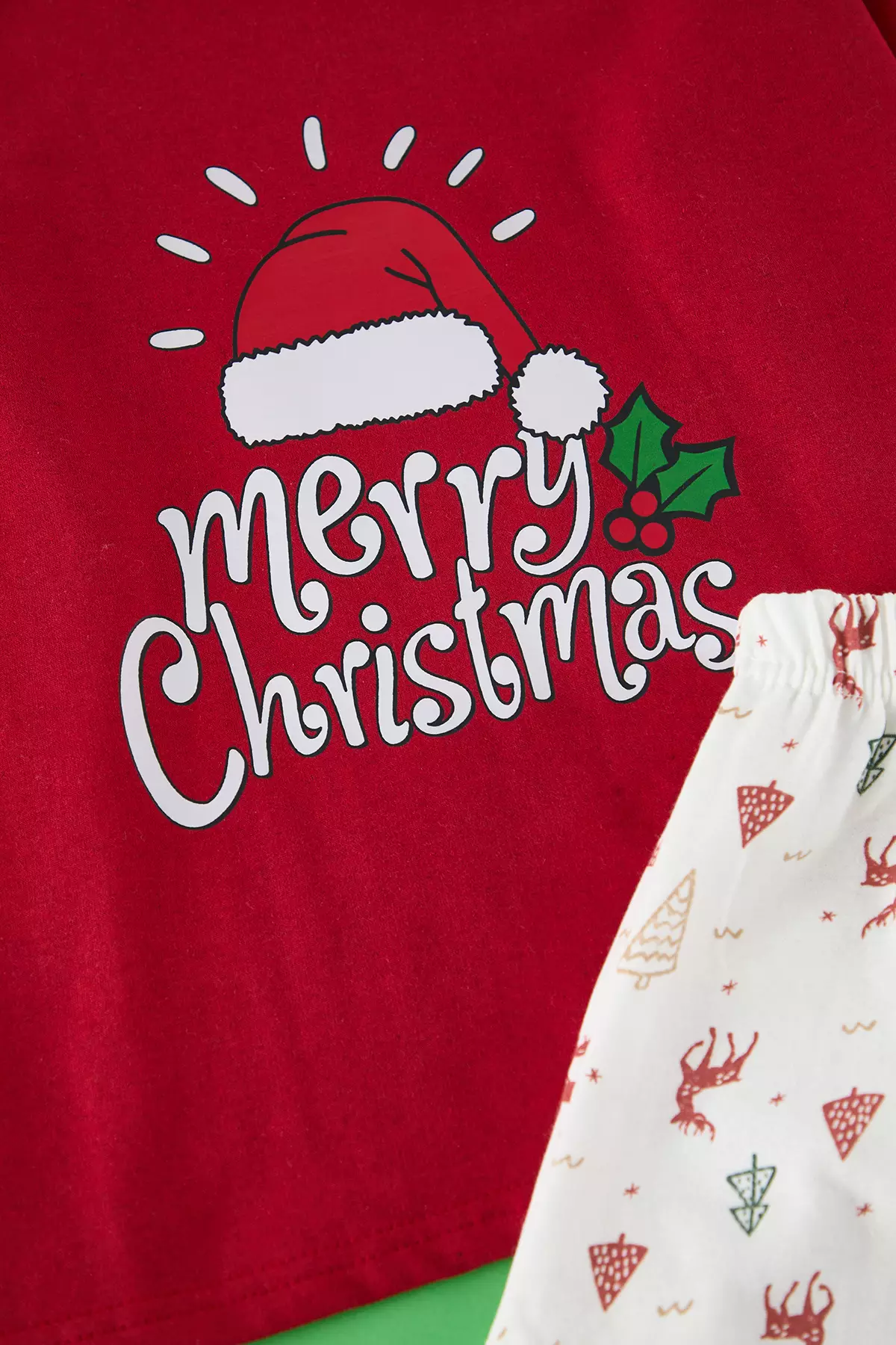 Red Cotton Christmas Themed Knitted Pajama Set Thmaw25Pt00220