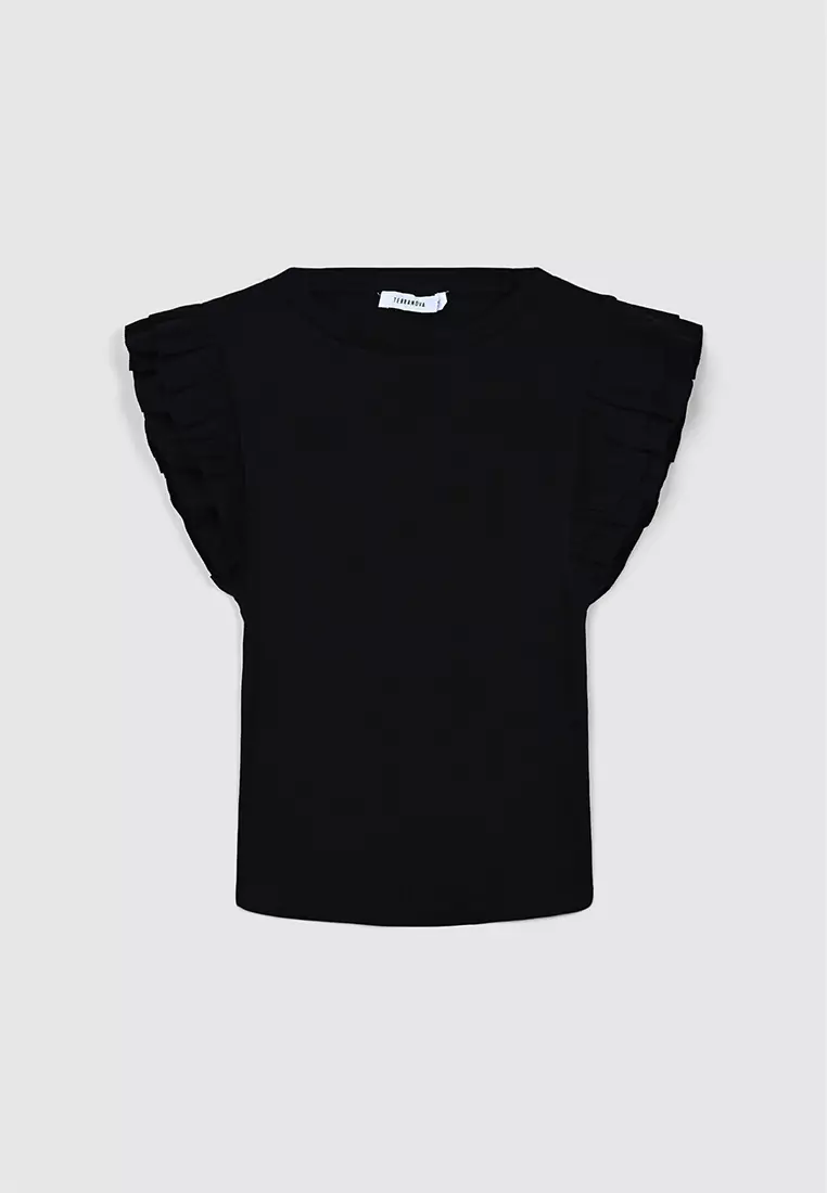 Woman Ruffled Sleeves T-Shirt