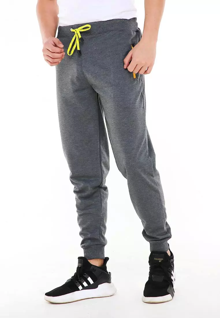 Locko Celana Panjang Jogger Pria Plain Sporty Casual Long Pants Material Babyterry ORIGINAL - Dark Gray