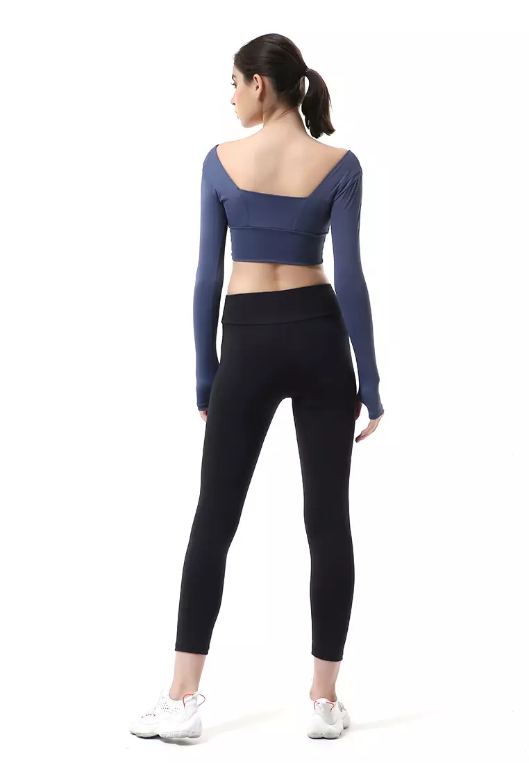 Mikayla One Set Pakaian Olahraga Wanita Atasan & Celana Panjang Kombinasi Warna Material Polyester ORIGINAL - Navy Black