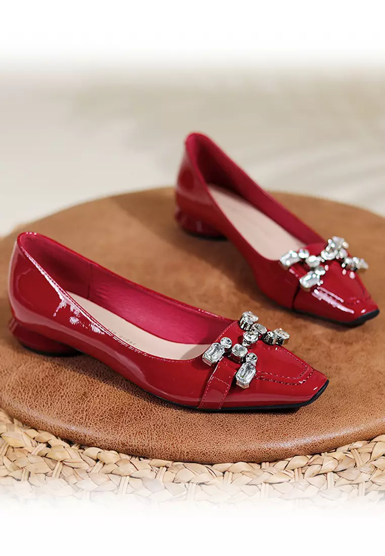 Red flat deals heel shoes