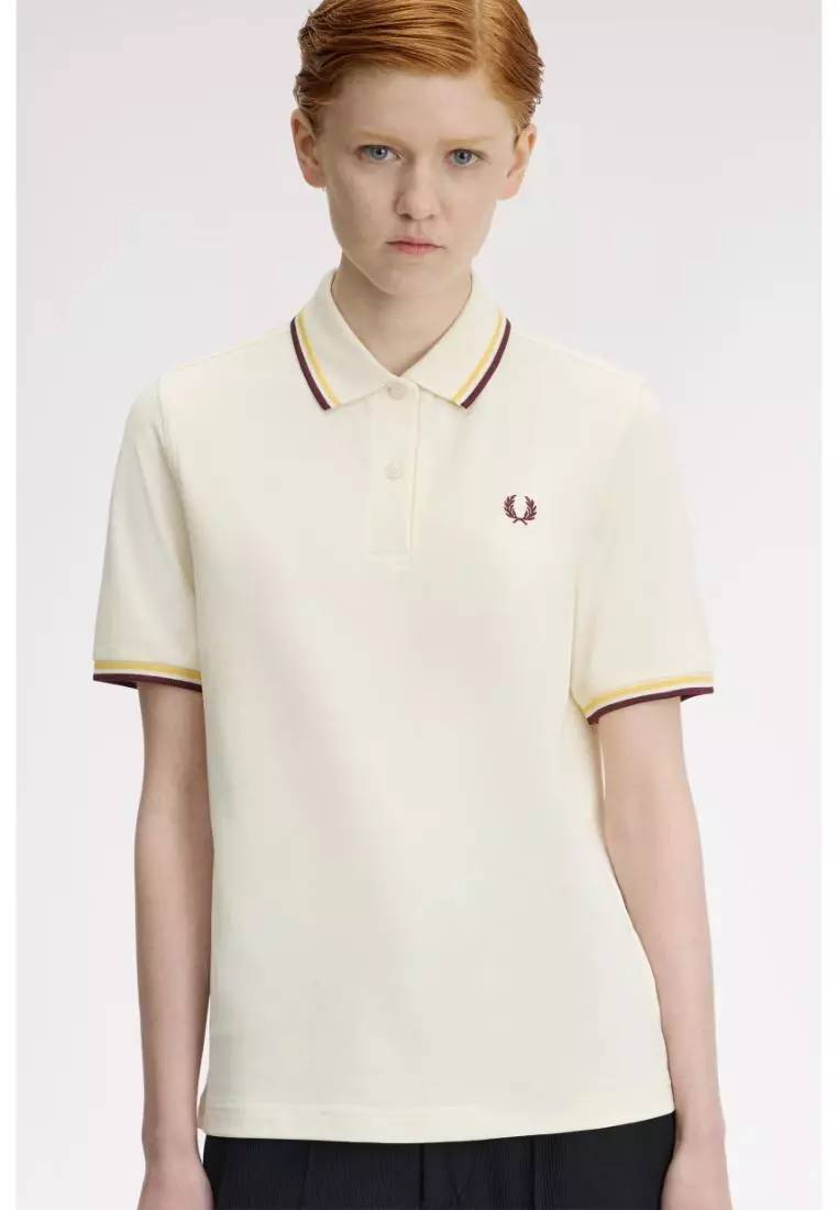 Fred Perry G3600 Twin Tipped Fred Perry Shirt (Ecru / Lemon Barley / Oxblood)