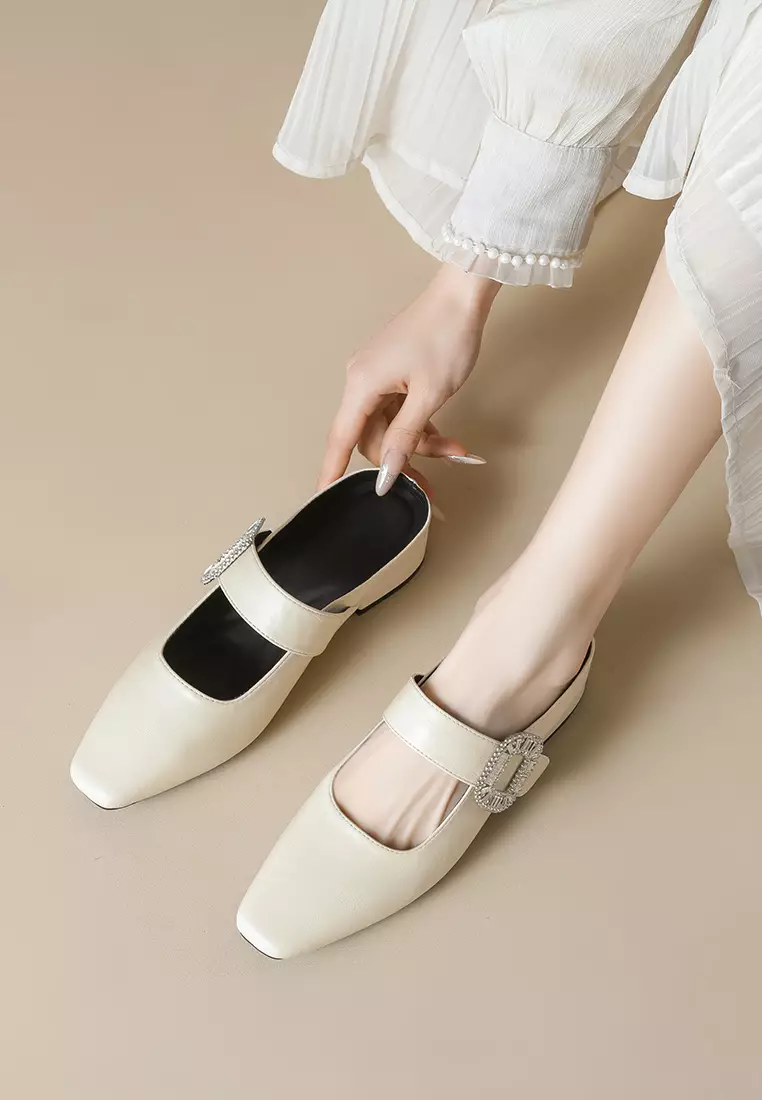 3CM Rhinestone Buckle Strap Mules WW958-5