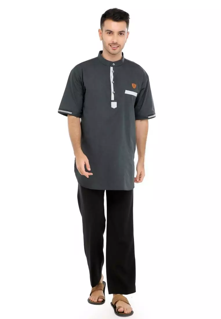 Baju Koko Gamis Muslim Pria Syakil - Hitam
