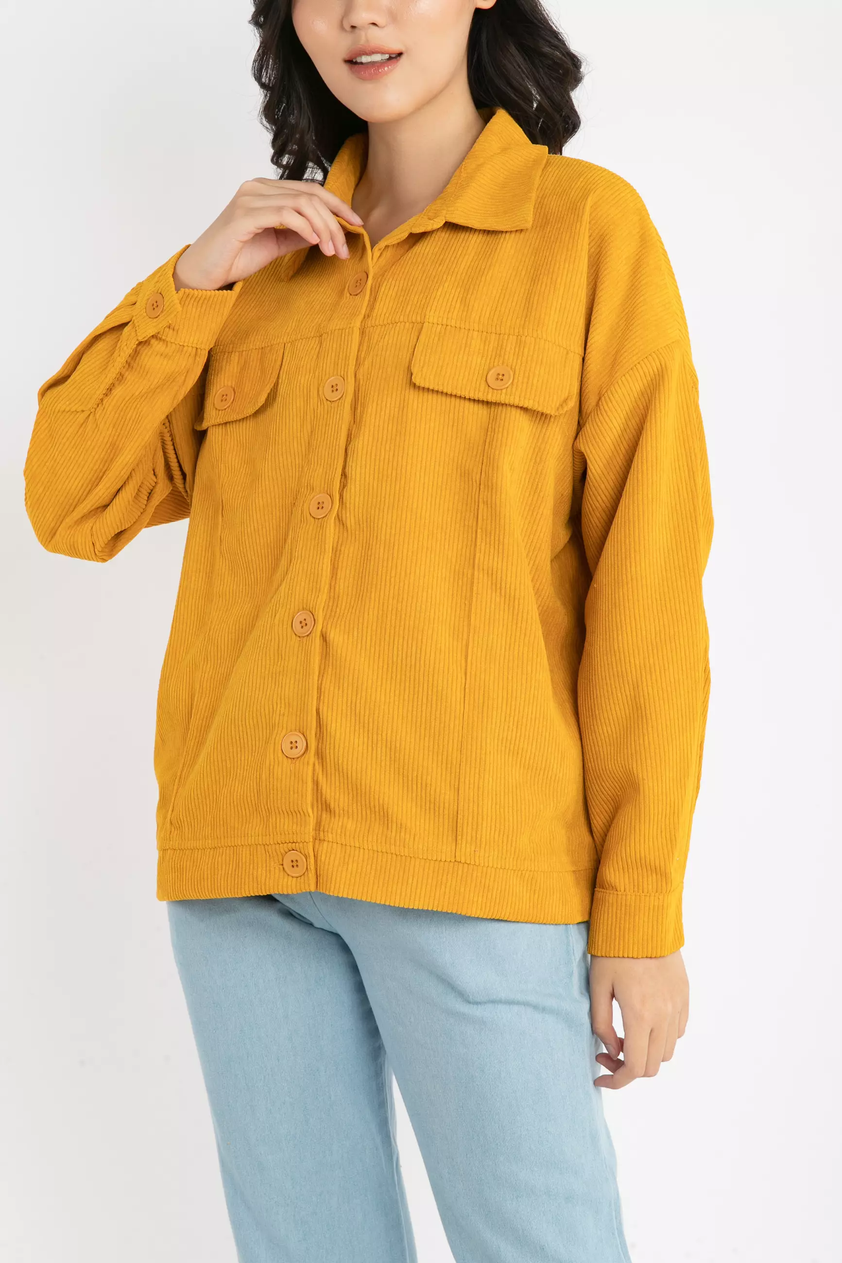 jual-ultraviolet-ultraviolet-corduroy-buttoned-jacket-997-yellow