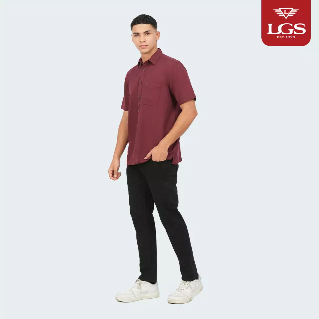 LGS - Kemeja Casual - Oxford Collection - Shirt Pria - Polos - Regular Fit - Merah Maroon - CSH.271.S2074.254.C