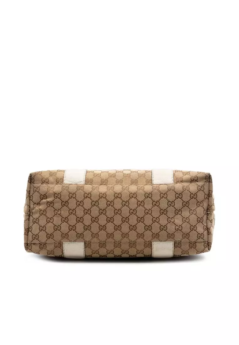 Pre-Loved Gucci Medium Gg Canvas Bamboo Libeccio Tote