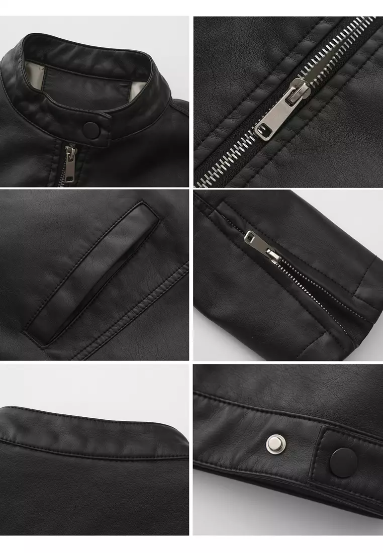 Faux Leather Biker Jacket AD-M25PJ46