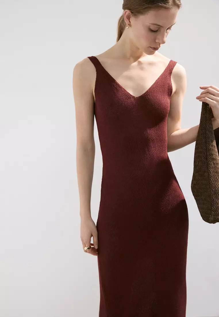 V-Neck Knitted Dress