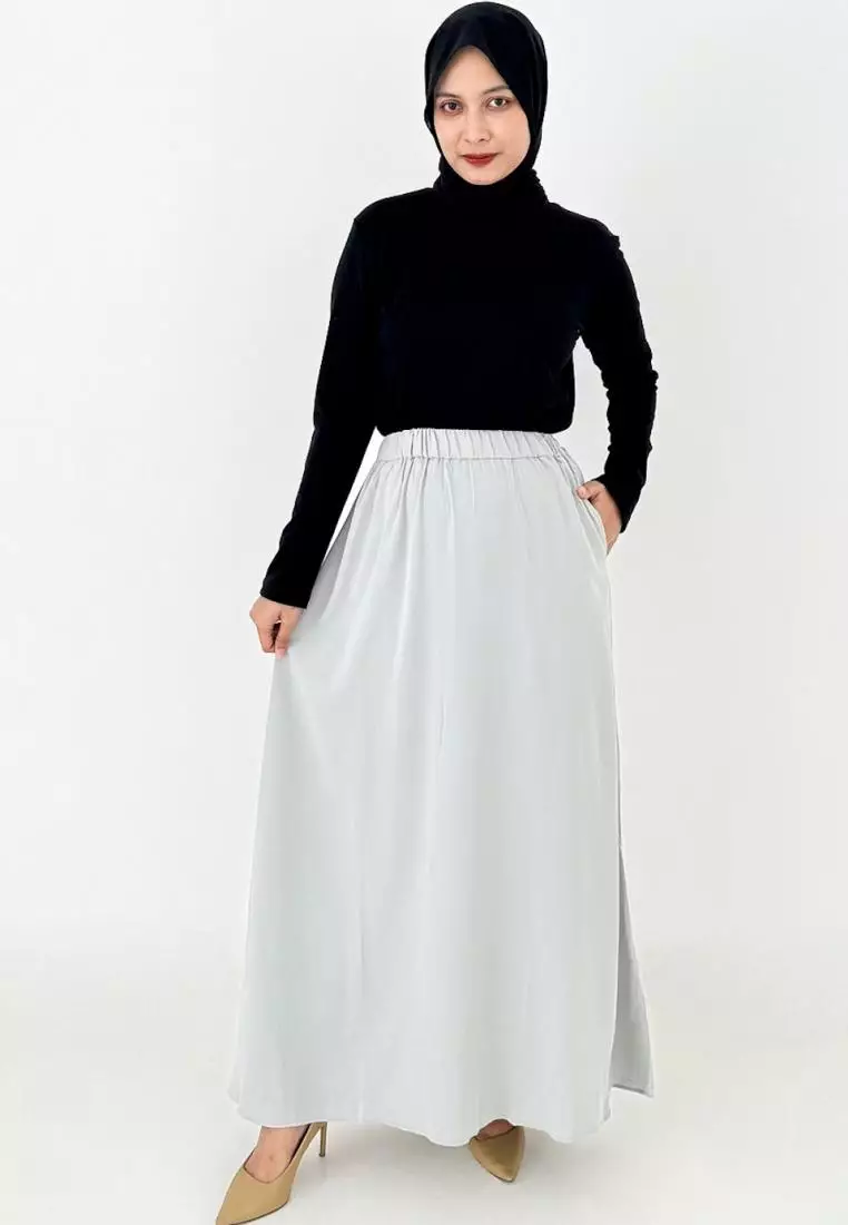 Sarah Skirt - Rok Basic A-Line (Abu Muda)