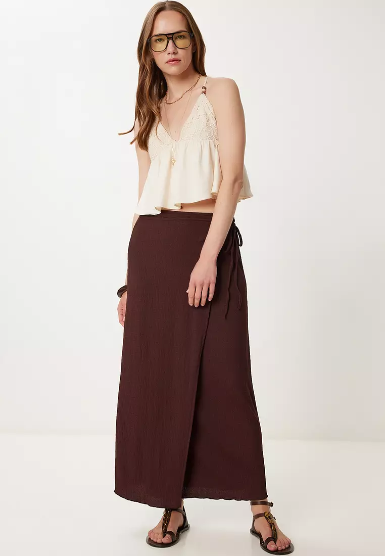 Tie-Up Wrapped Knitted Skirt