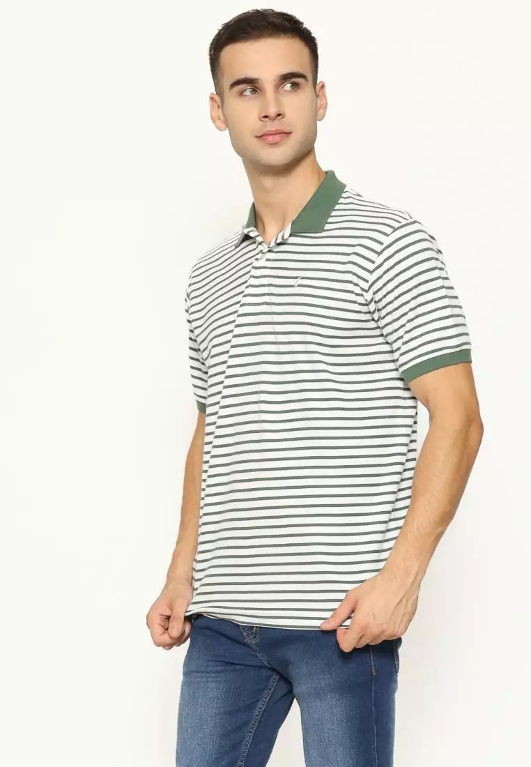 Hammer Man Polo Stripe I1OPS20W1 | Kaos Kerah Pria Lengan Pendek Putih